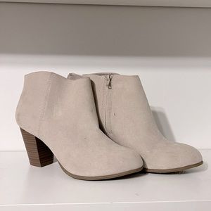 Off White Faux Suede Booties